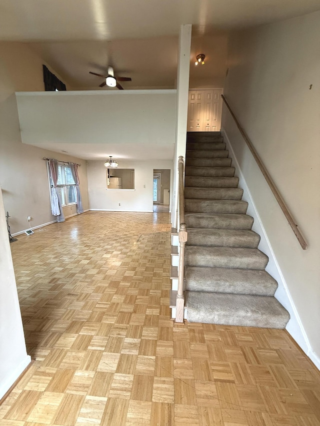 10509 Bay Pointe Ct, Louisville, KY 40241 - stairs with baseboards and ceiling fan