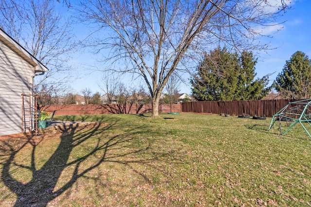 view of yard featuring a fenced backyard