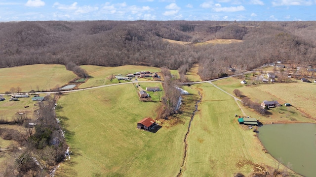 aerial view featuring a rural view