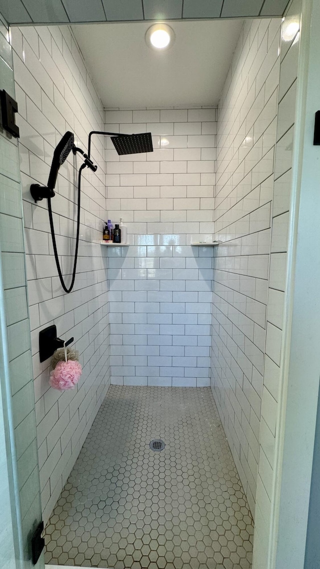 bathroom featuring a shower stall