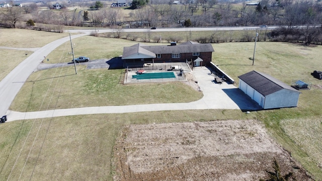 drone / aerial view featuring a rural view