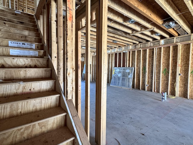 basement with stairs