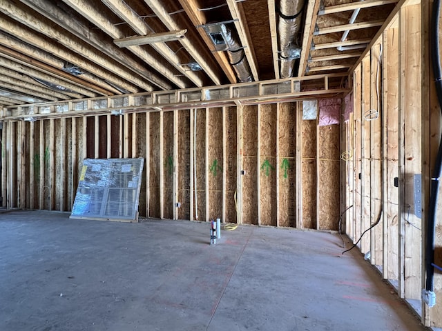 view of unfinished basement