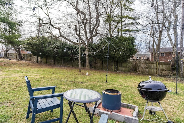 view of yard with a fenced backyard