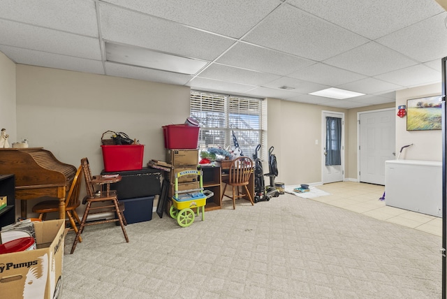 136 Country Ln, Lancaster, KY 40444 - below grade area with a paneled ceiling, baseboards, and tile patterned flooring