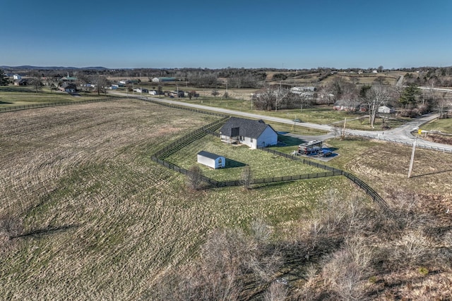 aerial view featuring a rural view