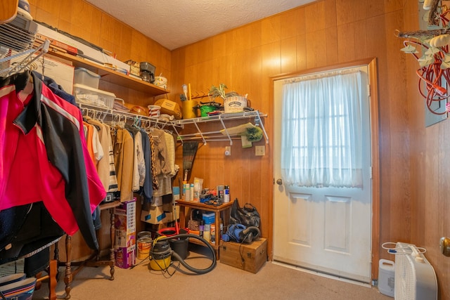 spacious closet featuring light carpet