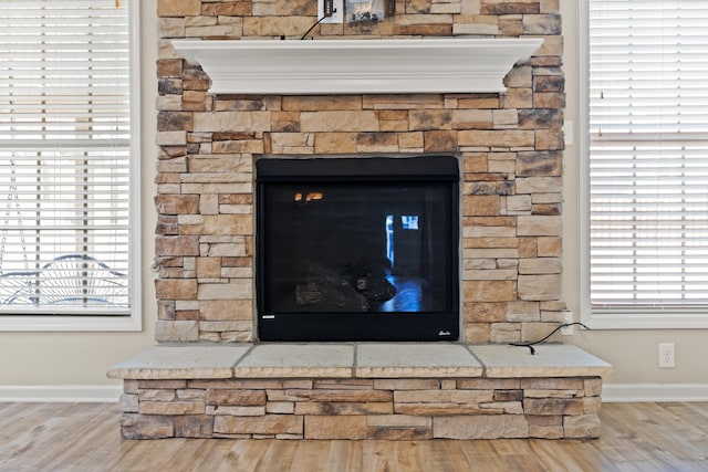 interior details with baseboards and wood finished floors