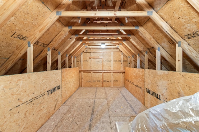 view of unfinished attic