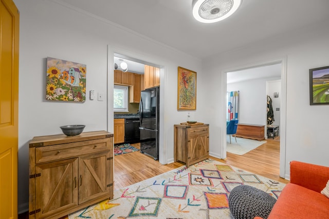 hall with light wood-type flooring