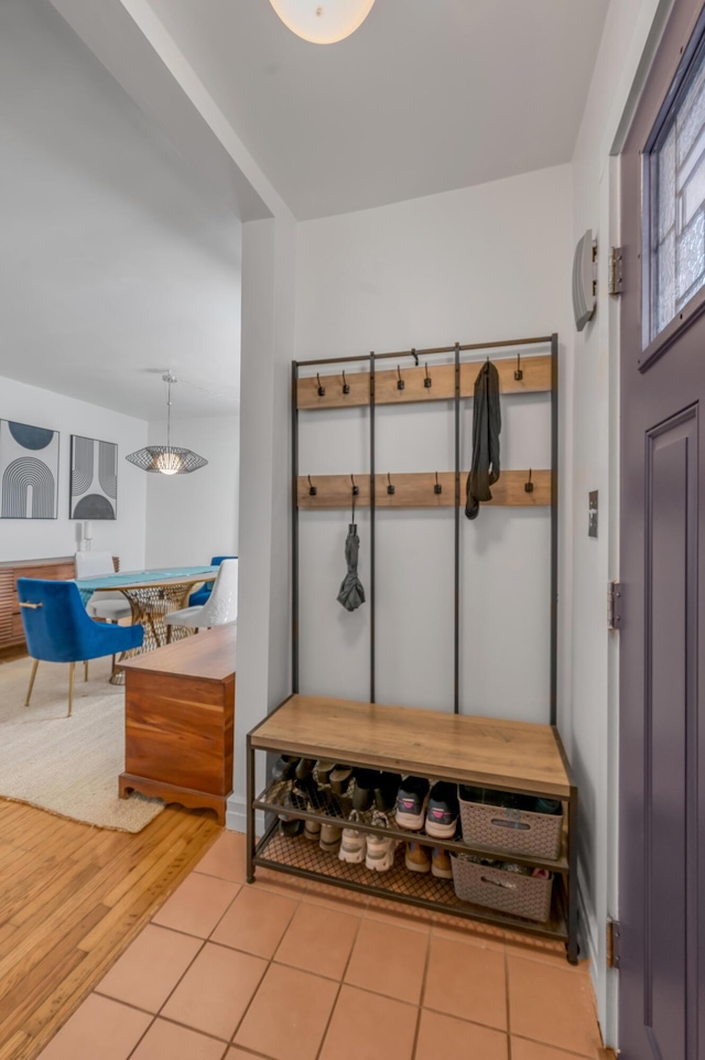 mudroom with tile patterned flooring