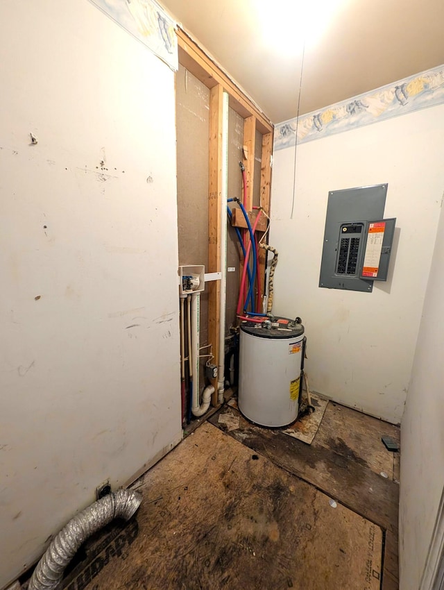 utilities featuring electric panel and water heater