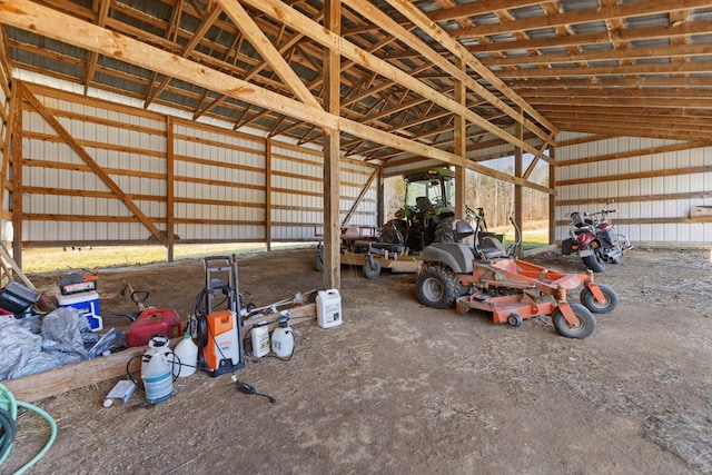 garage featuring metal wall