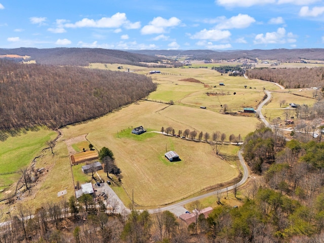 drone / aerial view featuring a rural view