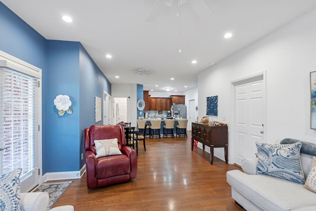 109 Acorn Path, Georgetown, KY 40324 - living room featuring wood finished floors, recessed lighting, and a ceiling fan