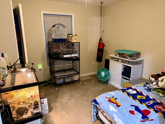 bedroom with carpet and baseboards