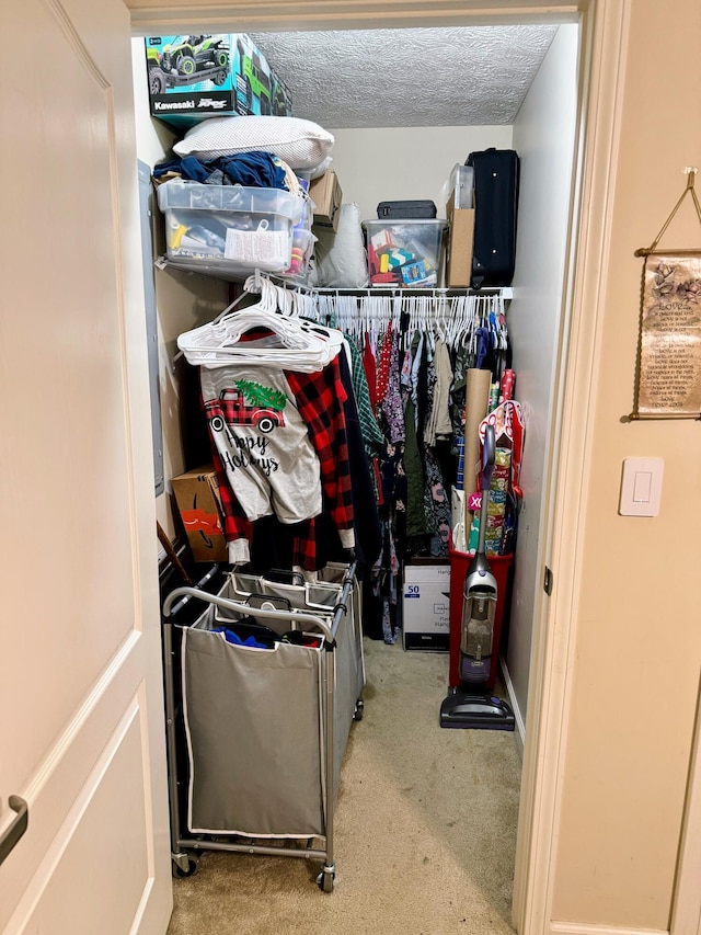 walk in closet featuring carpet