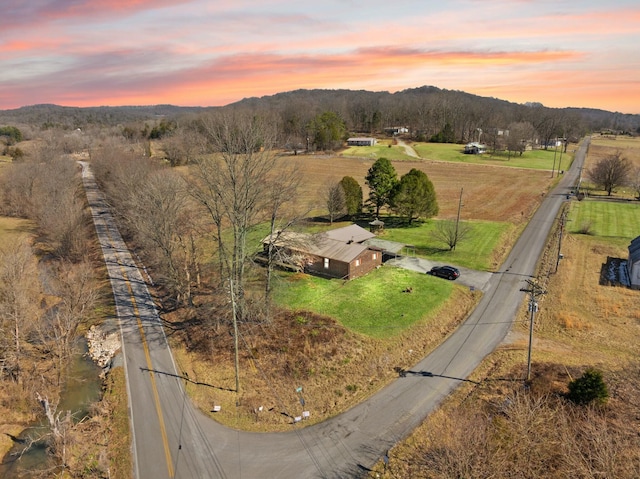 aerial view with a rural view and a mountain view