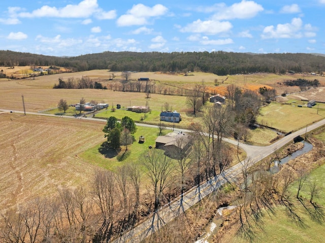 birds eye view of property with a rural view