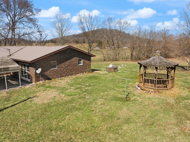 view of yard with a gazebo