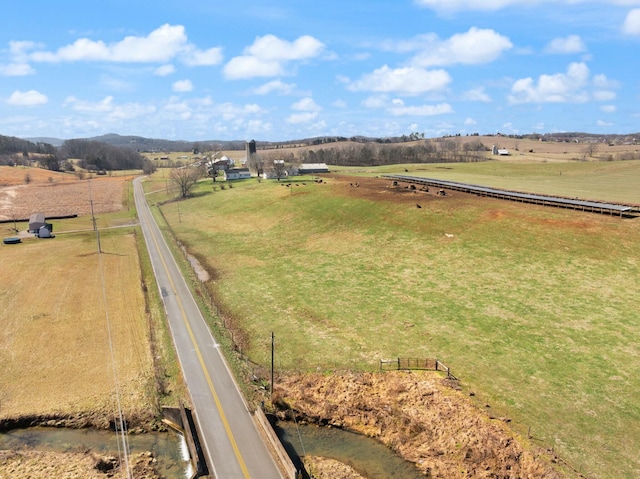 drone / aerial view with a rural view