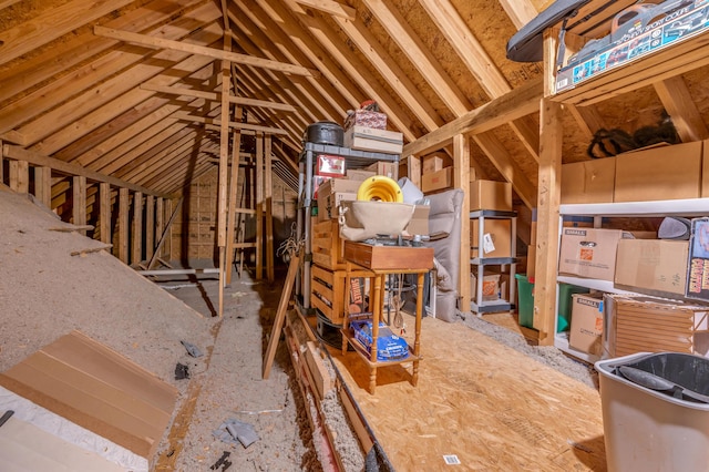 view of unfinished attic