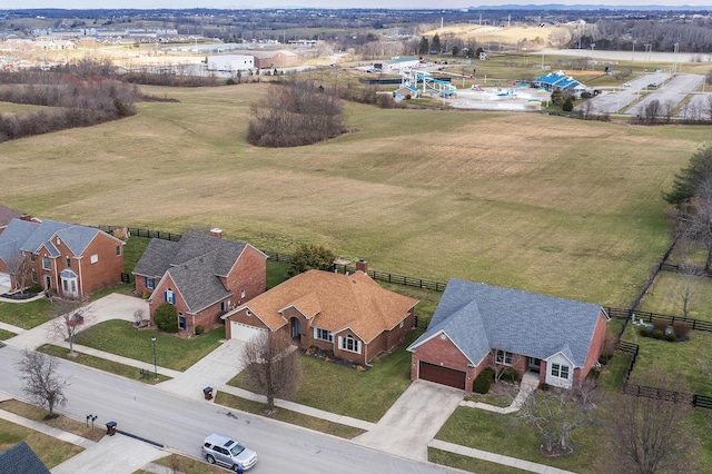 bird's eye view with a rural view