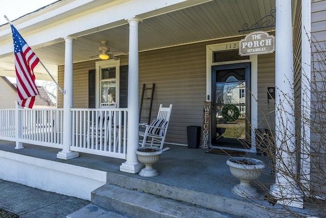 property entrance featuring covered porch