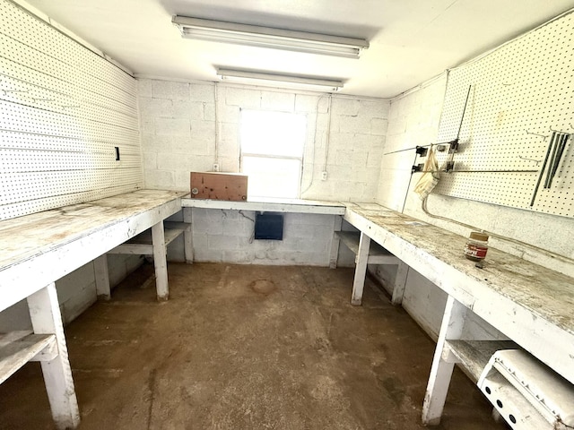 44 Pine St, Crab Orchard, KY 40419 - basement with a workshop area and concrete block wall