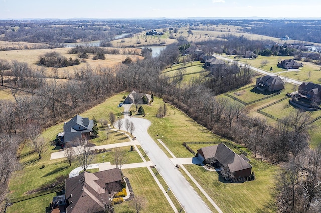 aerial view featuring a rural view