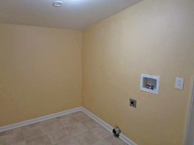 laundry room featuring hookup for a washing machine, baseboards, laundry area, and electric dryer hookup