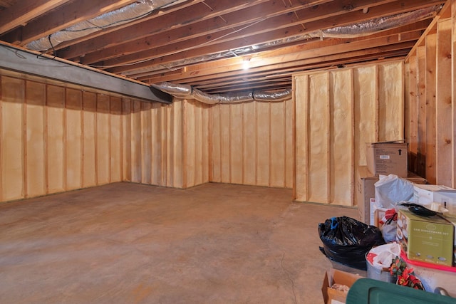 view of unfinished basement