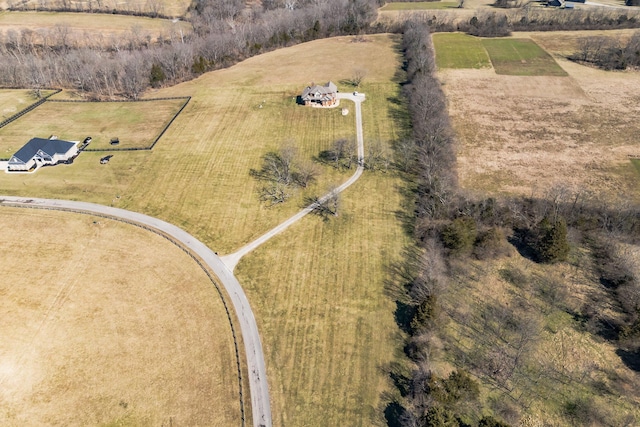 drone / aerial view with a rural view