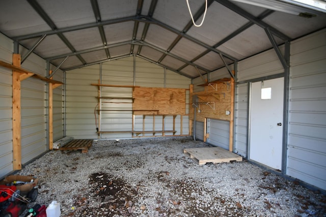 garage with metal wall