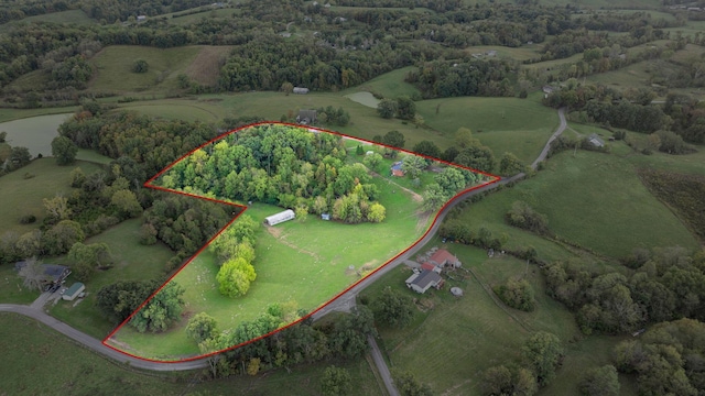 drone / aerial view with a rural view