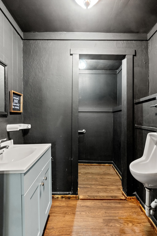 bathroom featuring a sink and wood finished floors