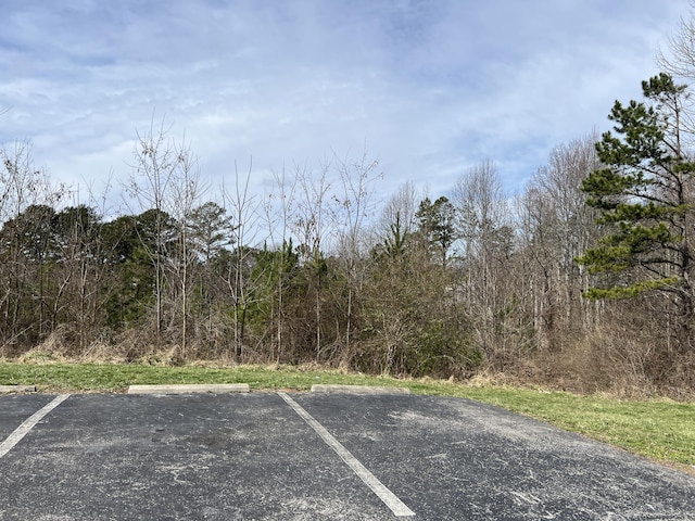 uncovered parking lot with a forest view