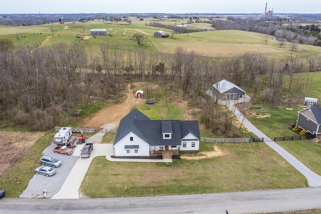 drone / aerial view with a rural view