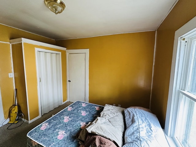 bedroom featuring a closet and carpet flooring