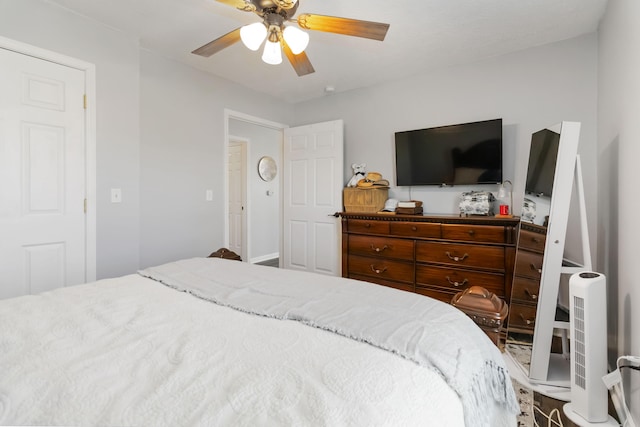 bedroom featuring ceiling fan