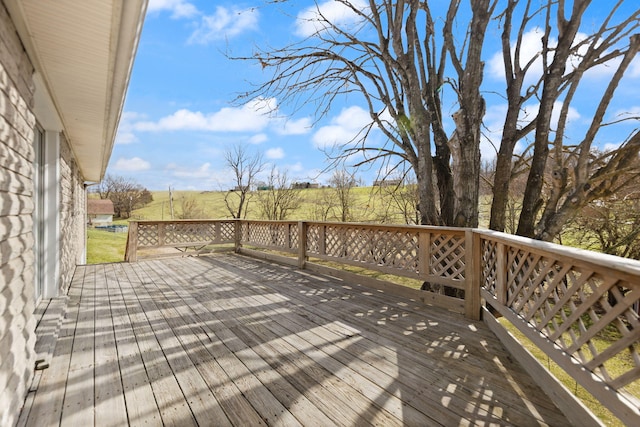 deck featuring a rural view