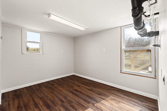 unfurnished room featuring dark wood finished floors and baseboards