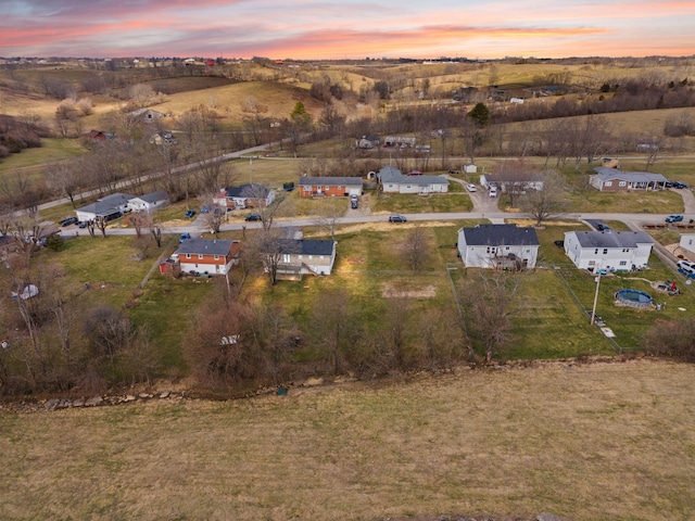 view of aerial view at dusk