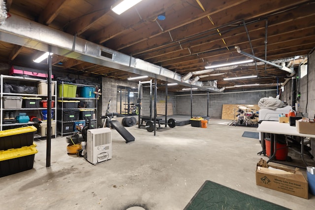 unfinished basement with visible vents