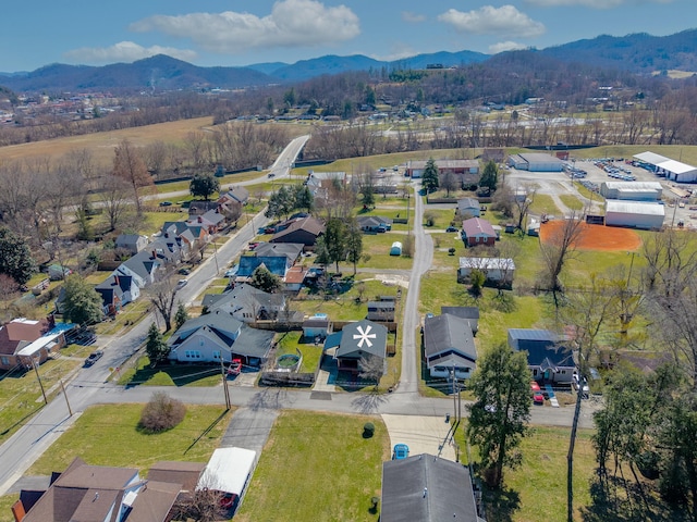 bird's eye view with a residential view and a mountain view