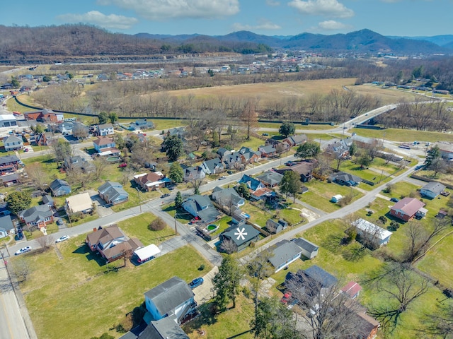 bird's eye view featuring a residential view and a mountain view