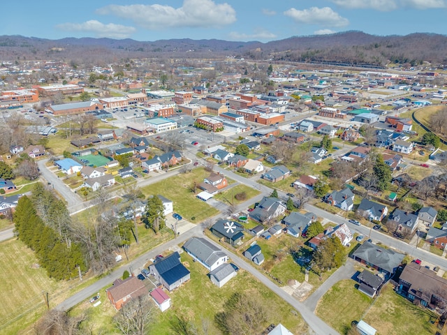 bird's eye view with a mountain view