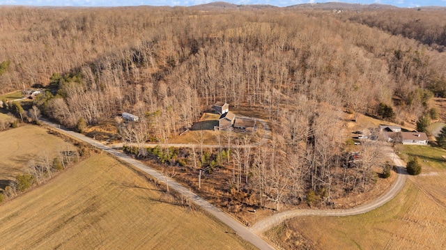 drone / aerial view with a forest view