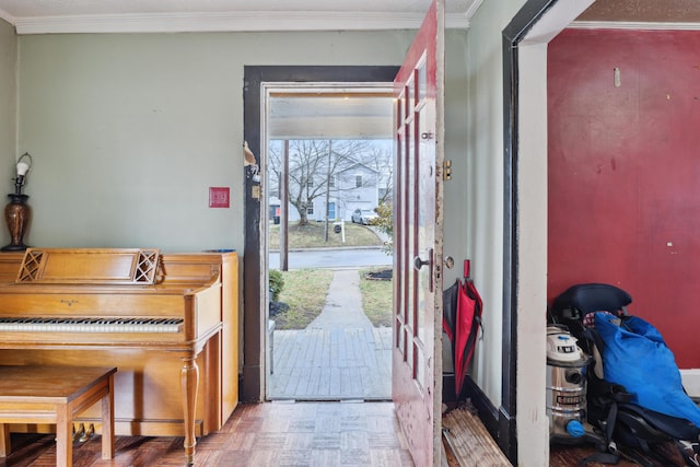 foyer entrance with ornamental molding