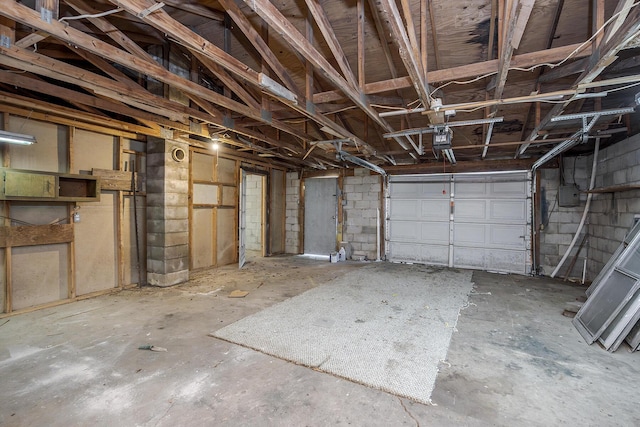 garage with a garage door opener